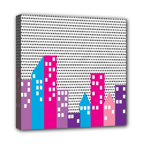 Building Polka City Rainbow Mini Canvas 8  X 8  by Mariart