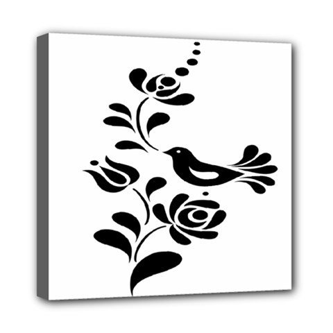 Birds Flower Rose Black Animals Mini Canvas 8  X 8  by Mariart