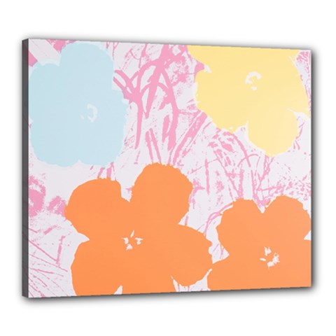 Flower Sunflower Floral Pink Orange Beauty Blue Yellow Canvas 24  X 20  by Mariart