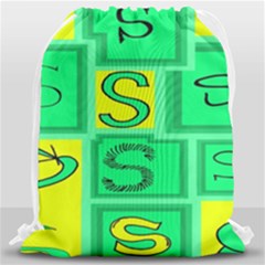 Letter Huruf S Sign Green Yellow Drawstring Bag (large) by Mariart