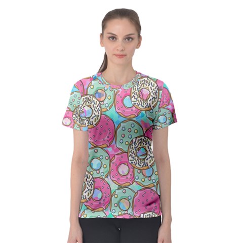 Donuts Pattern Women s Sport Mesh Tee by ValentinaDesign
