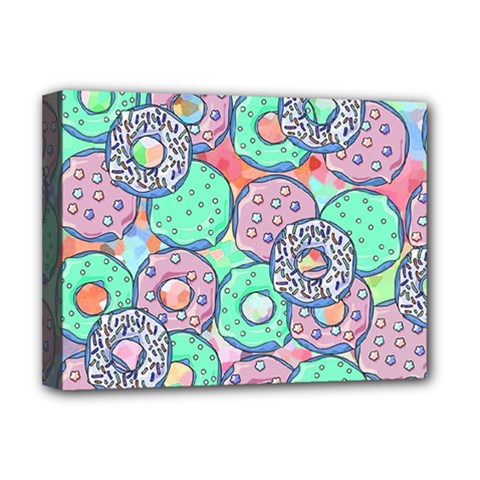 Donuts Pattern Deluxe Canvas 16  X 12   by ValentinaDesign