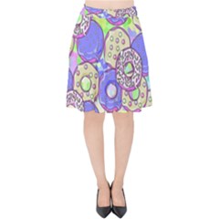Donuts Pattern Velvet High Waist Skirt by ValentinaDesign
