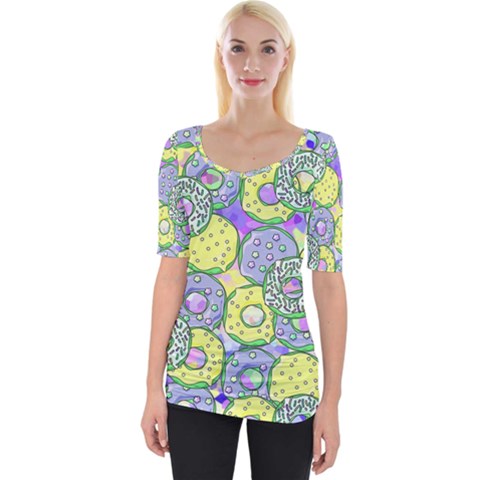 Donuts Pattern Wide Neckline Tee by ValentinaDesign