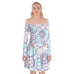 Donuts Pattern Off Shoulder Skater Dress by ValentinaDesign