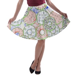 Donuts Pattern A-line Skater Skirt by ValentinaDesign