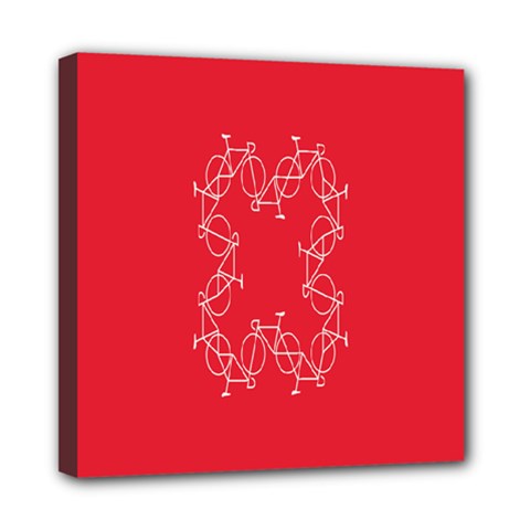 Cycles Bike White Red Sport Mini Canvas 8  X 8  by Mariart