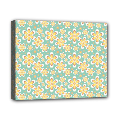 Seamless Pattern Blue Floral Canvas 10  X 8  by paulaoliveiradesign