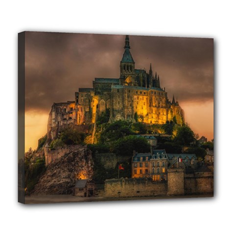 Mont St Michel Sunset Island Church Deluxe Canvas 24  X 20   by Nexatart