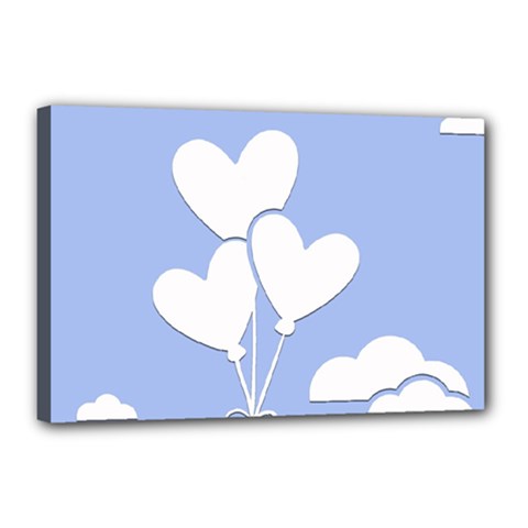 Clouds Sky Air Balloons Heart Blue Canvas 18  X 12  by Nexatart