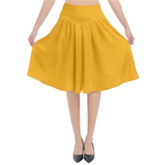 Pale Pumpkin Orange Creepy Hollow Halloween  Flared Midi Skirt by PodArtist