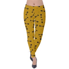 Fish Bones Pattern Velvet Leggings by ValentinaDesign