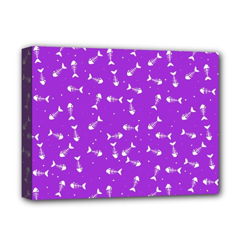 Fish Bones Pattern Deluxe Canvas 16  X 12   by ValentinaDesign