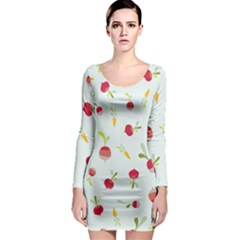 Root Vegetables Pattern Carrots Long Sleeve Bodycon Dress by Mariart