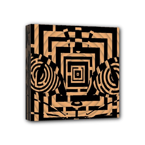 Wooden Cat Face Line Arrow Mask Plaid Mini Canvas 4  X 4  by Mariart
