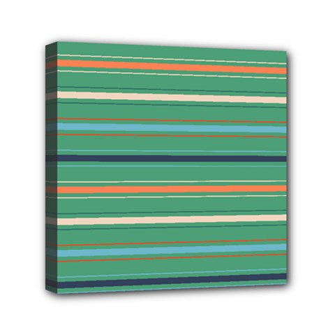 Horizontal Line Green Red Orange Mini Canvas 6  X 6  by Mariart