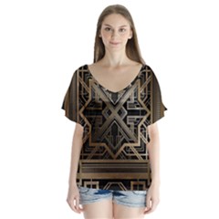 Art Nouveau V-neck Flutter Sleeve Top by NouveauDesign