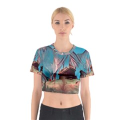 Modern Norway Painting Cotton Crop Top by NouveauDesign