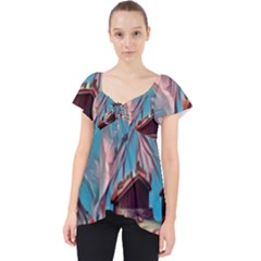 Modern Norway Painting Lace Front Dolly Top by NouveauDesign