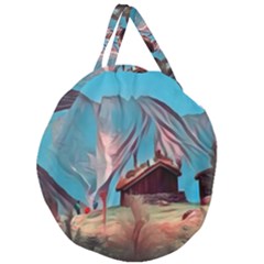Modern Norway Painting Giant Round Zipper Tote by NouveauDesign