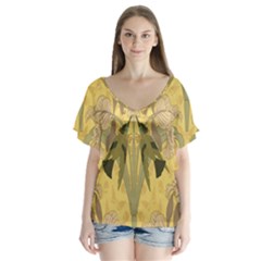 Art Nouveau V-neck Flutter Sleeve Top by NouveauDesign
