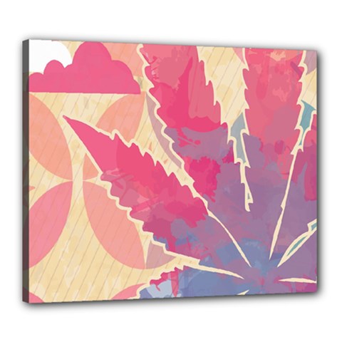 Marijuana Heart Cannabis Rainbow Pink Cloud Canvas 24  X 20  by Mariart