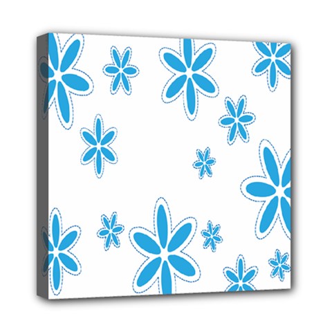 Star Flower Blue Mini Canvas 8  X 8  by Mariart