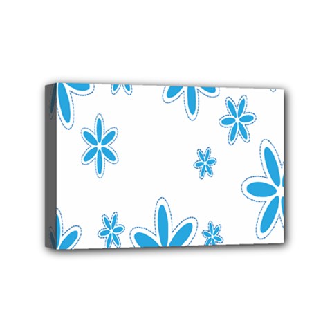 Star Flower Blue Mini Canvas 6  X 4  by Mariart