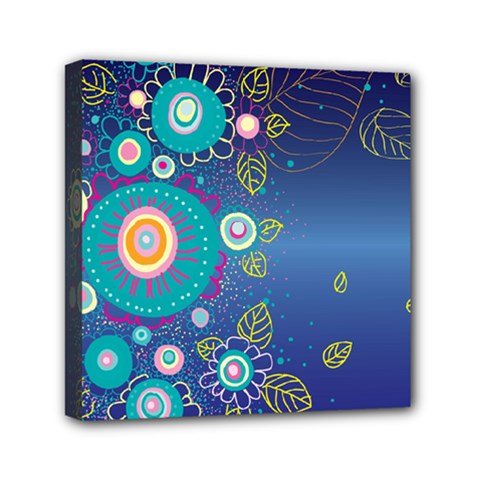 Flower Blue Floral Sunflower Star Polka Dots Sexy Mini Canvas 6  X 6  by Mariart