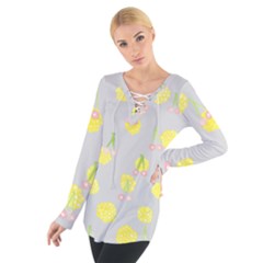 Cute Fruit Cerry Yellow Green Pink Tie Up Tee by Mariart