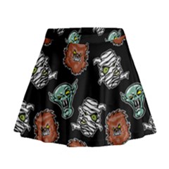 Pattern Halloween Werewolf Mummy Vampire Icreate Mini Flare Skirt by iCreate