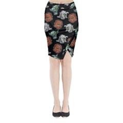 Pattern Halloween Werewolf Mummy Vampire Icreate Midi Wrap Pencil Skirt by iCreate