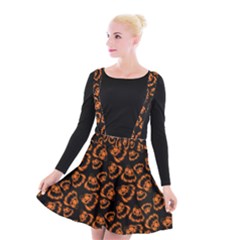 Pattern Halloween Jackolantern Suspender Skater Skirt by iCreate