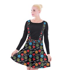 Pattern Halloween Peacelovevampires  Icreate Suspender Skater Skirt by iCreate