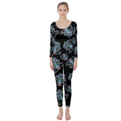 Pattern Halloween Zombies Brains Long Sleeve Catsuit by iCreate