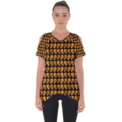 Halloween Color Skull Heads Cut Out Side Drop Tee by iCreate