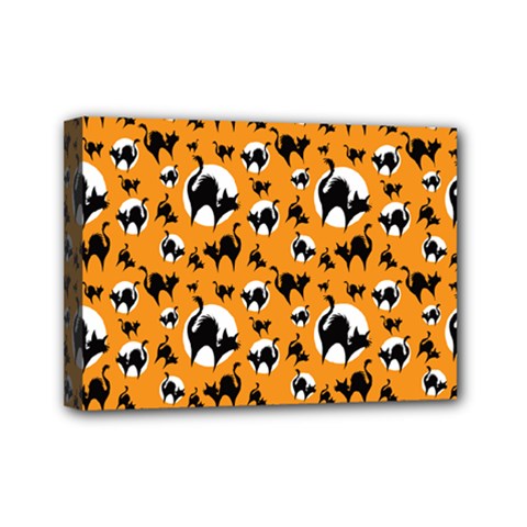 Pattern Halloween Black Cat Hissing Mini Canvas 7  X 5  by iCreate