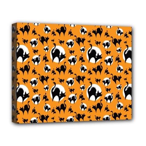 Pattern Halloween Black Cat Hissing Deluxe Canvas 20  X 16   by iCreate