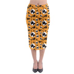 Pattern Halloween Black Cat Hissing Midi Pencil Skirt by iCreate