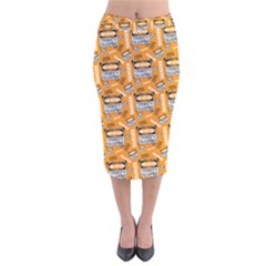 Halloween Thirsty Vampire Signs Velvet Midi Pencil Skirt by iCreate