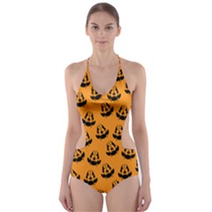 Halloween Jackolantern Pumpkins Icreate Cut-out One Piece Swimsuit by iCreate