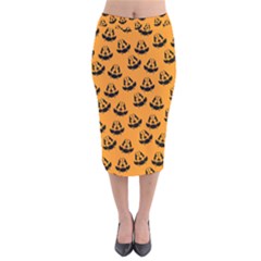 Halloween Jackolantern Pumpkins Icreate Velvet Midi Pencil Skirt by iCreate