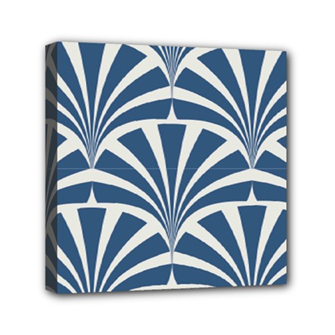 Teal,white,art Deco,pattern Mini Canvas 6  X 6  by NouveauDesign