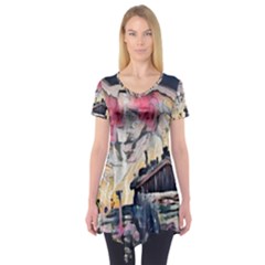 Modern Abstract Painting Short Sleeve Tunic  by NouveauDesign