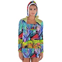Magic Cube Abstract Art Long Sleeve Hooded T-shirt by NouveauDesign