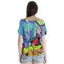 Magic cube abstract art V-Neck Flutter Sleeve Top View2