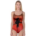 Dancing Couple On Red Background With Flowers And Hearts Camisole Leotard  View1
