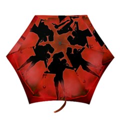 Dancing Couple On Red Background With Flowers And Hearts Mini Folding Umbrellas by FantasyWorld7