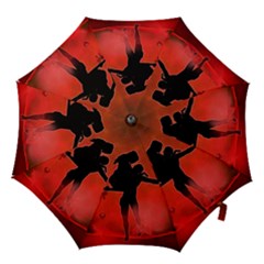 Dancing Couple On Red Background With Flowers And Hearts Hook Handle Umbrellas (small) by FantasyWorld7