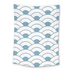 Art Deco,shell Pattern,teal,white Medium Tapestry by NouveauDesign